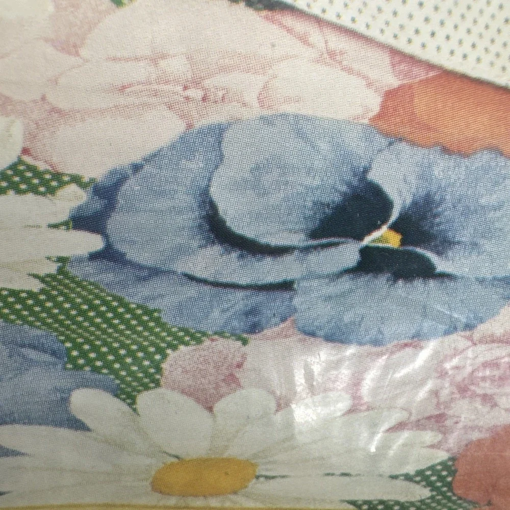 Vtg 70s Fieldcrest FULL Size Flat Sheet Saturdays Flower Power Mod‎ Print Fabric
